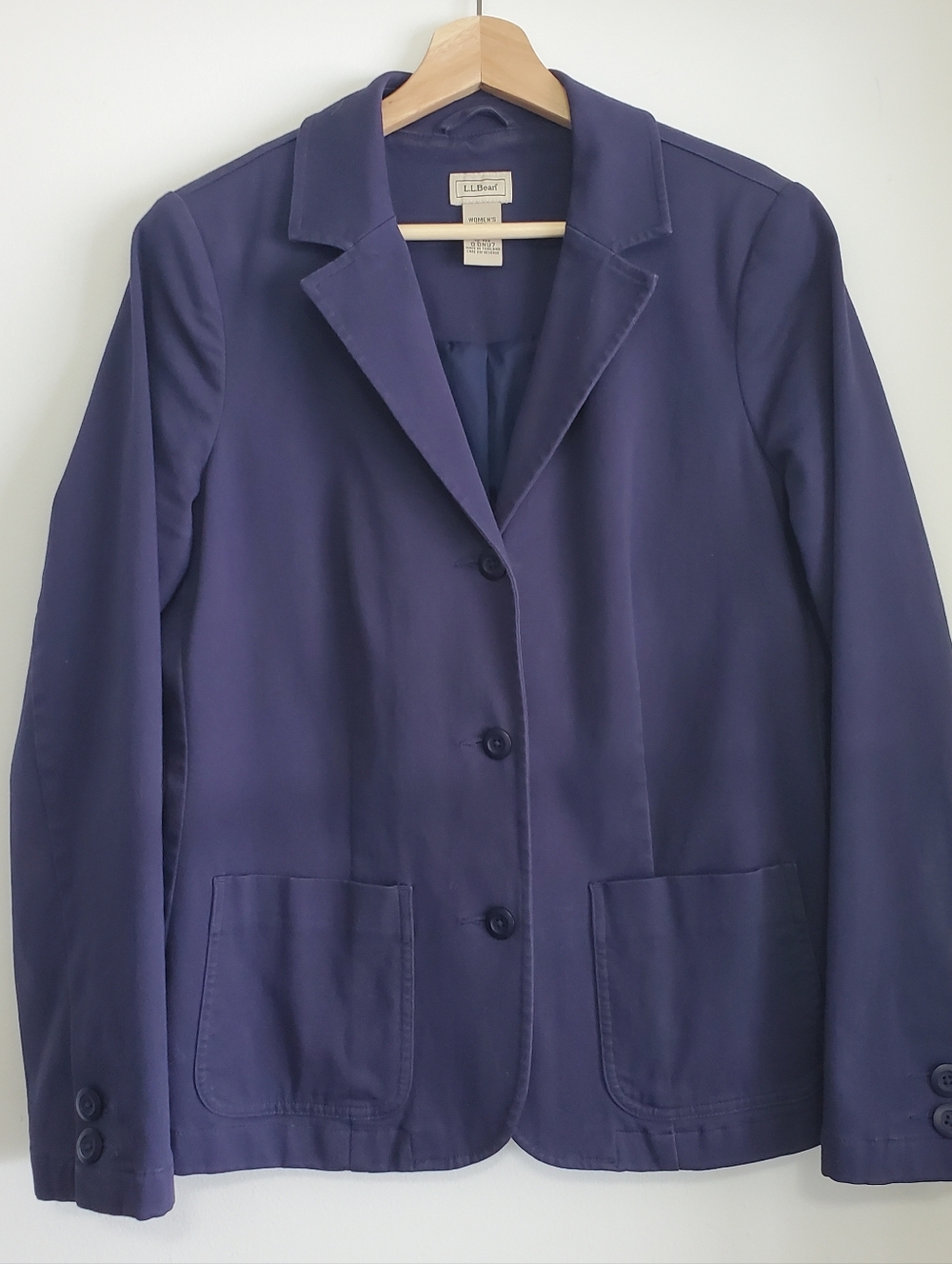 Vintage 90s Large L.L. Bean Navy Blazer Button Stretch Cotton Jacket Regular fit
